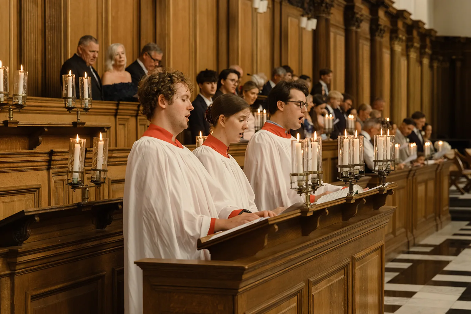 Trinity College Chapel during a wedding ceremony