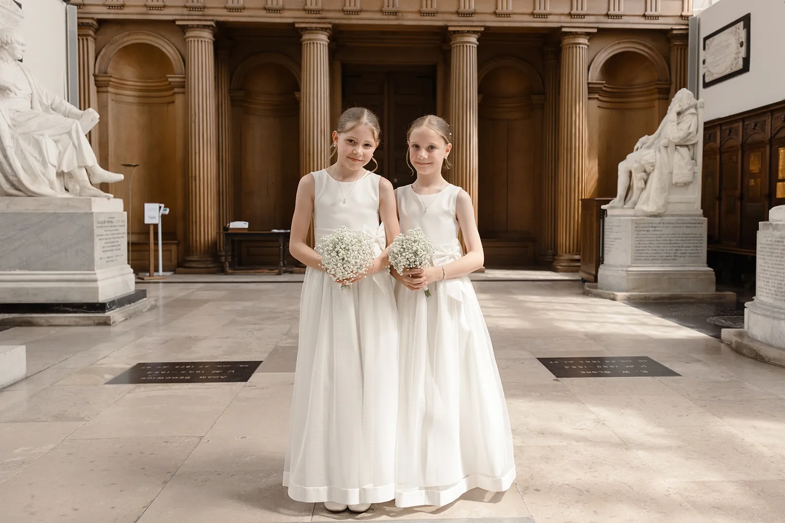 The flower girls waiting in the college hall &mdash; Elizabeth and Evan